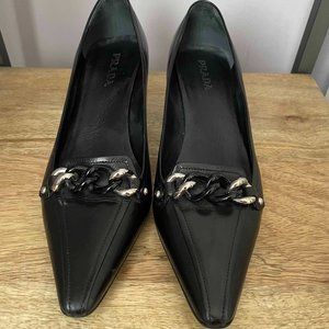 Prada 90s Y2K Chain Link Kitten Heels